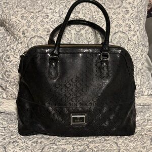 GUESS Glossy Black monogram Satchel